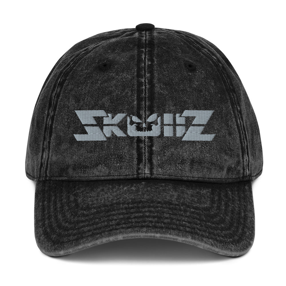 Skullz Vintage Cotton Twill Cap - Gray on Black