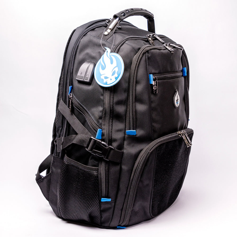 Skullz Laptop Backpack with USB charger port and velcro front panel –  Skullz Inc.